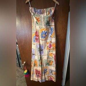 NWT PAPER HEART Linen Blend Patchwork Maxi Dress